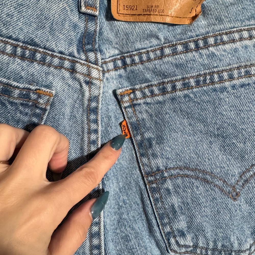 Vintage Orange Tab Levi's 921 Slim Fit Tapered LegDenim Jeans Sz‎ 8 - Picture 3 of 8